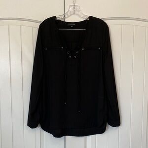 My Michelle Black Lace-Up Blouse